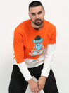 orange and white  printed sweatshirt men's 