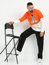orange and white  printed sweatshirt men's 