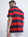 Red and Navy Striped Polo T-Shirt for Men