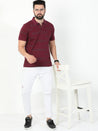 Wine Berry Printed Polo T-Shirt for Men