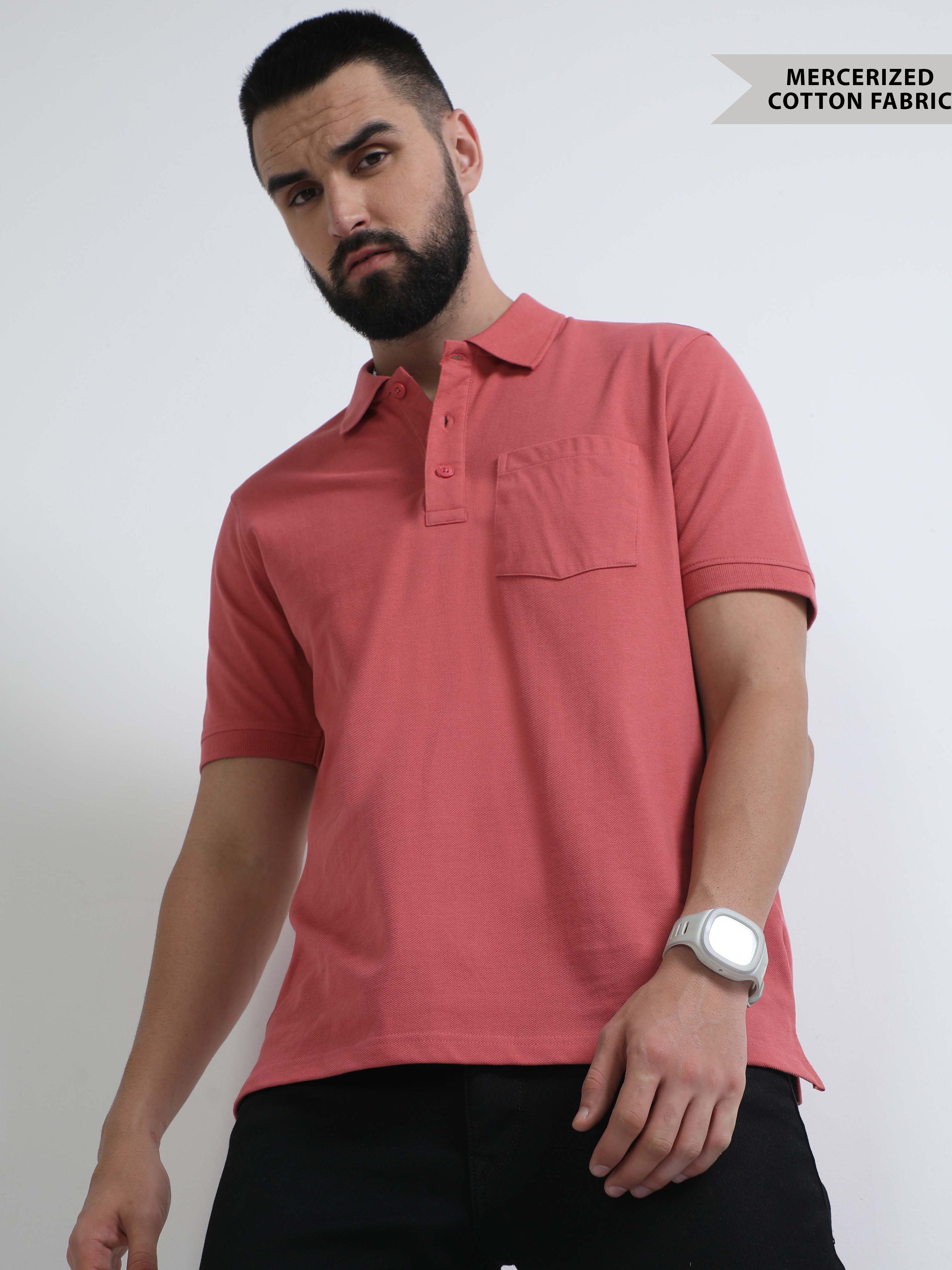 Dusty Rose Polo T-Shirt for Men