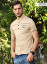 Brown Mandarin Collar T-Shirt for Men
