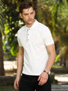 White Solid Polo T-Shirt for Men